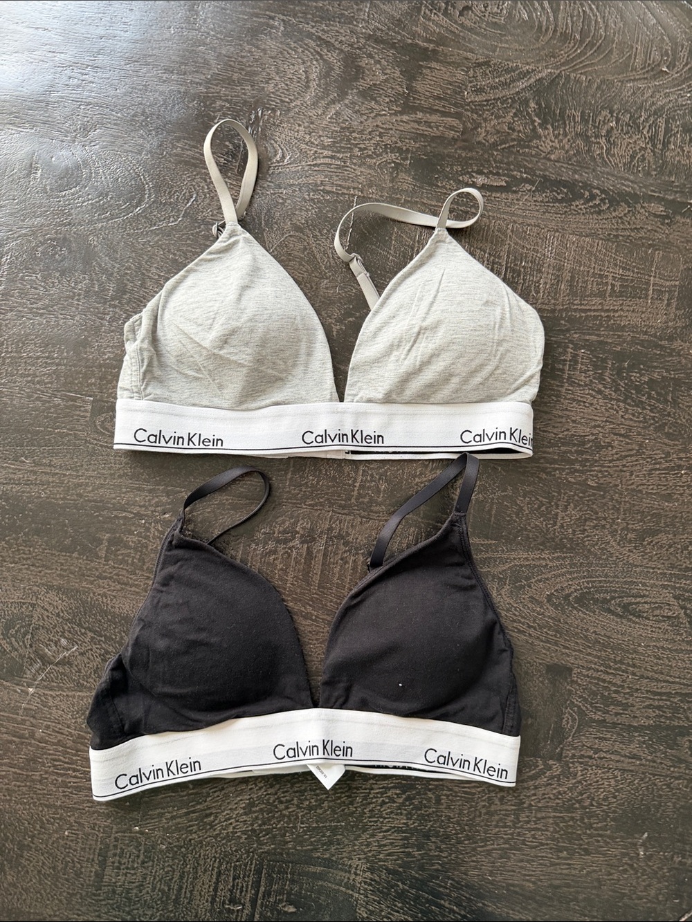 Calvin Klein Cotton Bralette Set in Gray and Black
